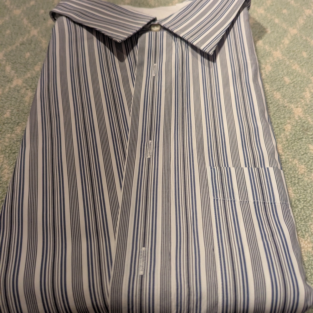 MARCUS Blue and White Dress Shirt Classic Striped Design XXXXL Dry Cleaned